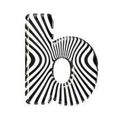 White symbol with ultra thin black straps. letter b