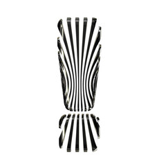White symbol with ultra thin black straps
