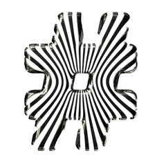 White symbol with ultra thin black straps