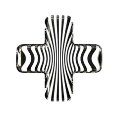 White symbol with ultra thin black straps