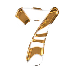 White symbol with thick gold straps. number 7