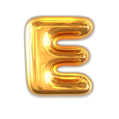Gold inflatable symbol with glow. letter e