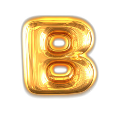 Gold inflatable symbol with glow. letter b