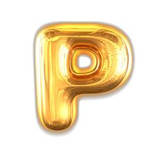 Gold inflatable symbol with glow. letter p