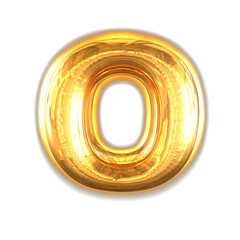 Gold inflatable symbol with glow. letter o
