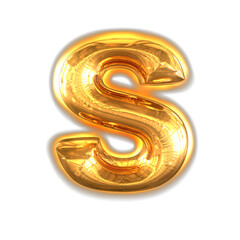 Gold inflatable symbol with glow. letter s