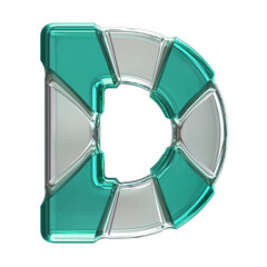 Silver symbol with turquoise inlays. letter d