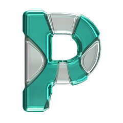 Silver symbol with turquoise inlays. letter p