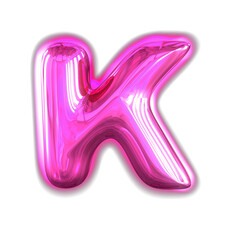 Purple inflatable symbol with glow. letter k