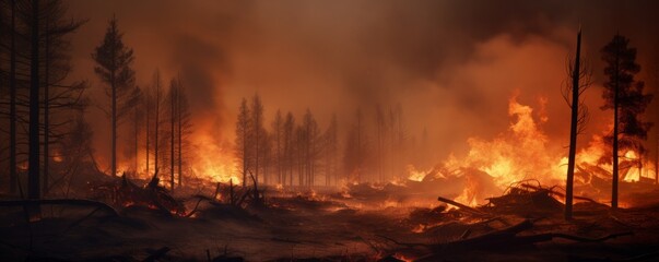 Photo of out of control forest fire. AI generated.