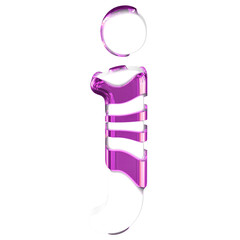 White 3d symbol with thick purple straps. letter j