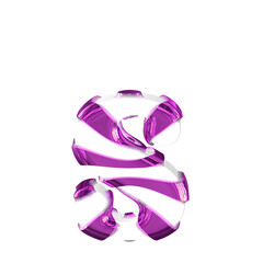 White 3d symbol with thick purple straps. letter s