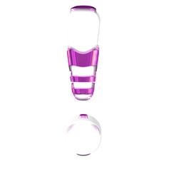 White 3d symbol with thick purple straps