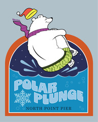 A polar bear takes a plunge in cold water.