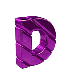 Purple diagonal block 3d symbol view from the left. letter d
