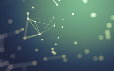 Abstract background. Molecules technology with polygonal shapes, connecting dots and lines. Connection structure. Big data visualization.