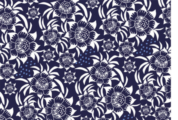 Indonesian batik motifs with very distinctive plant patterns