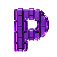 Symbol made of dark purple vertical bricks. letter p - obrazy, fototapety, plakaty