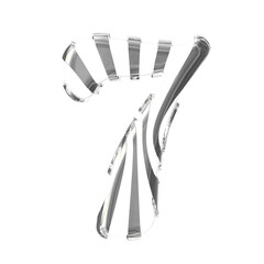 White symbol with silver thin straps. number 7