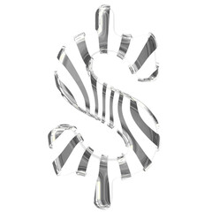 White symbol with silver thin straps