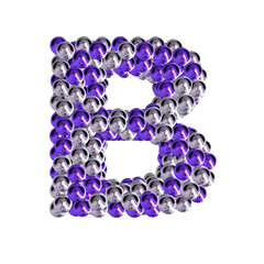 Symbol of purple and silver spheres. letter b