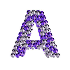 Symbol of purple and silver spheres. letter a
