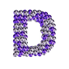 Symbol of purple and silver spheres. letter d