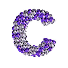 Symbol of purple and silver spheres. letter c