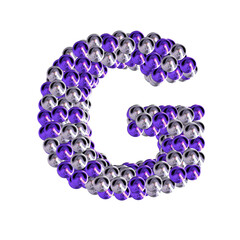 Symbol of purple and silver spheres. letter g