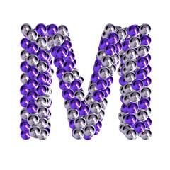 Symbol of purple and silver spheres. letter m