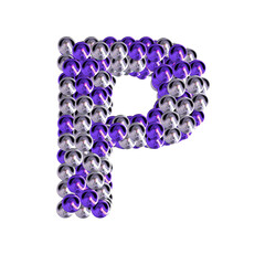 Symbol of purple and silver spheres. letter p