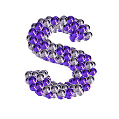 Symbol of purple and silver spheres. letter s