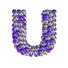 Symbol of purple and silver spheres. letter u