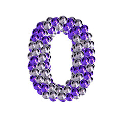Symbol of purple and silver spheres. number 0