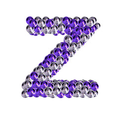 Symbol of purple and silver spheres. letter z