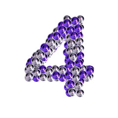 Symbol of purple and silver spheres. number 4