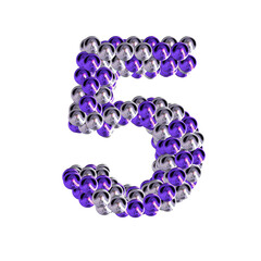Symbol of purple and silver spheres. number 5
