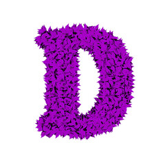 Symbol from purple leaves. letter d
