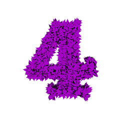 Symbol from purple leaves. number 4