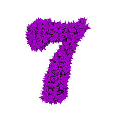 Symbol from purple leaves. number 7