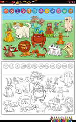 cartoon dogs animal characters as zodiac signs coloring page