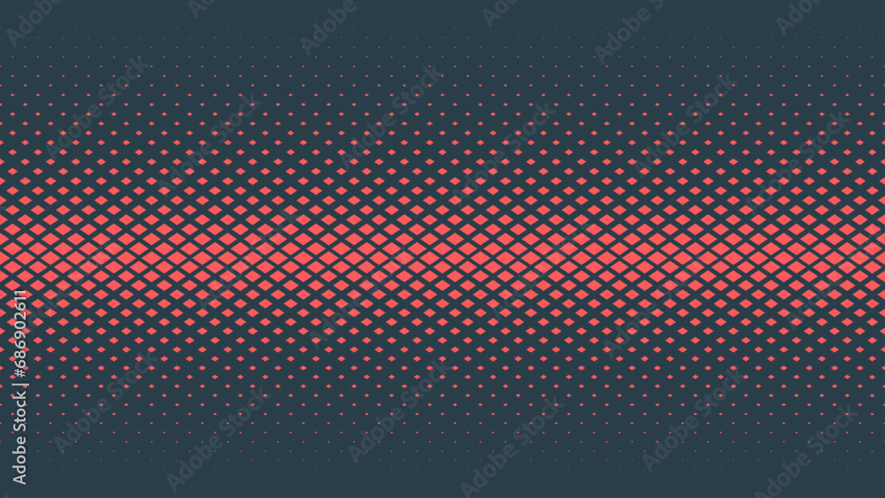 Poster checkered rhombus halftone pattern vector horizontal line seamless border red blue abstract backgrou