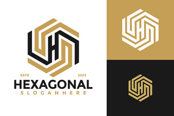 Letter H Hexagonal Logo design vector symbol icon illustration