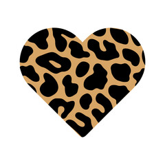 Wild leopard printed heart clipart vector