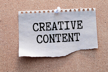 creative content word written on wood block. creative content text on table, concept.