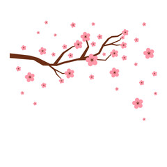 Vector cherry blossom background in flat style