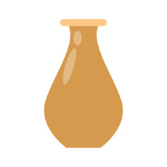 Vector empty clay vase. brown earthen vessel. pottery art. realistic rounded crock with narrow neck