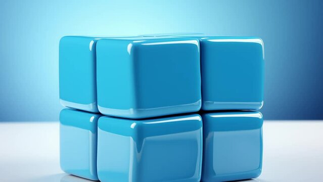 Blue ceramic cube of cubes on blue background, Chambray Blue, capri color, Top Color Trends