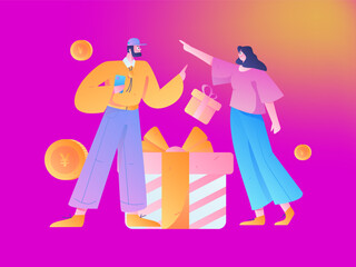 Festive Shopping E-Commerce Online Shopping People Flat Vector Concept Operation Hand Drawn Illustration
