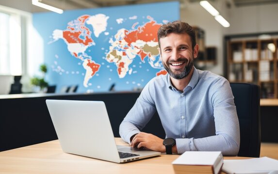 Smiling freight forwarder in the office